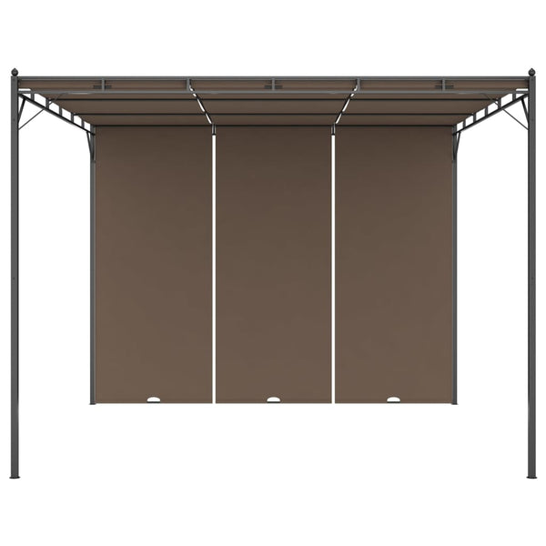Gartenpavillon mit Seitenvorhang 3x3x2,25 m Taupe
