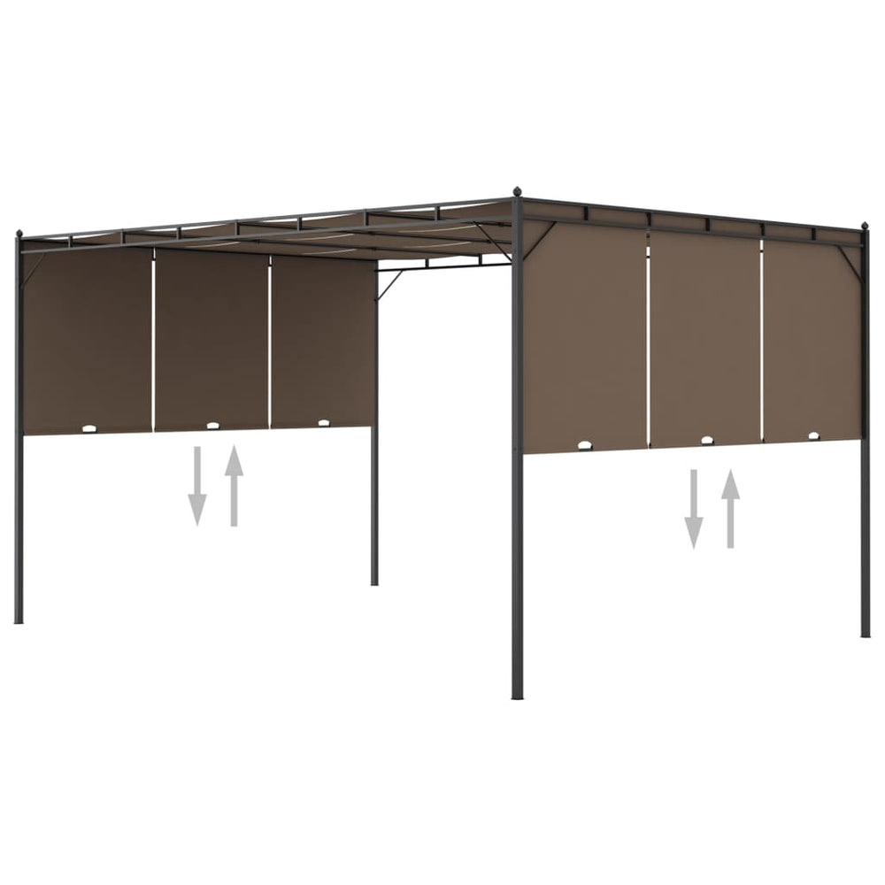 vidaXL Pavillon de jardin avec rideaux latéraux 4x3x2,25 m Taupe
