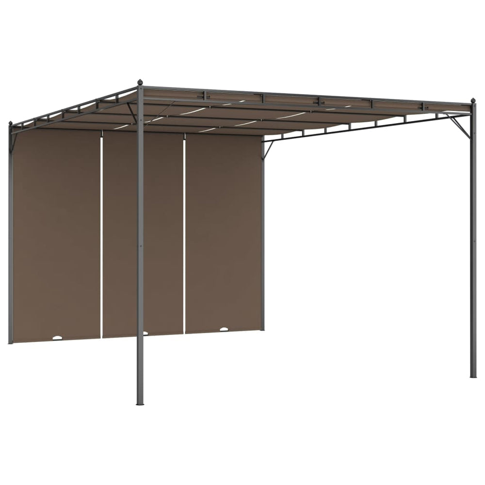 vidaXL Pavillon de jardin avec rideaux latéraux 4x3x2,25 m Taupe