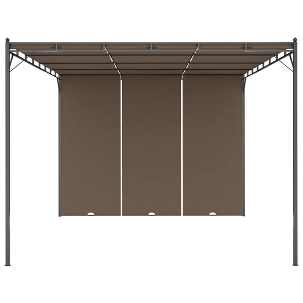 Gartenpavillon mit Seitenvorhang 4x3x2,25 m Taupe