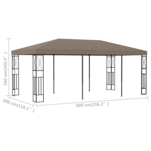 vidaXL Pavillon 6x3 m Tissu taupe