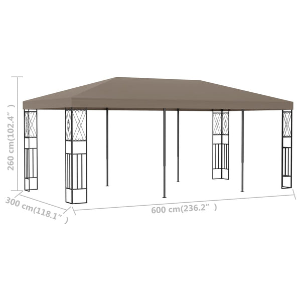 vidaXL Pavillon 6x3 m Tissu taupe