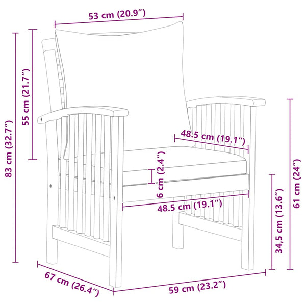 Gartenstühle mit Kissen 2 Stk. Akazie Massivholz