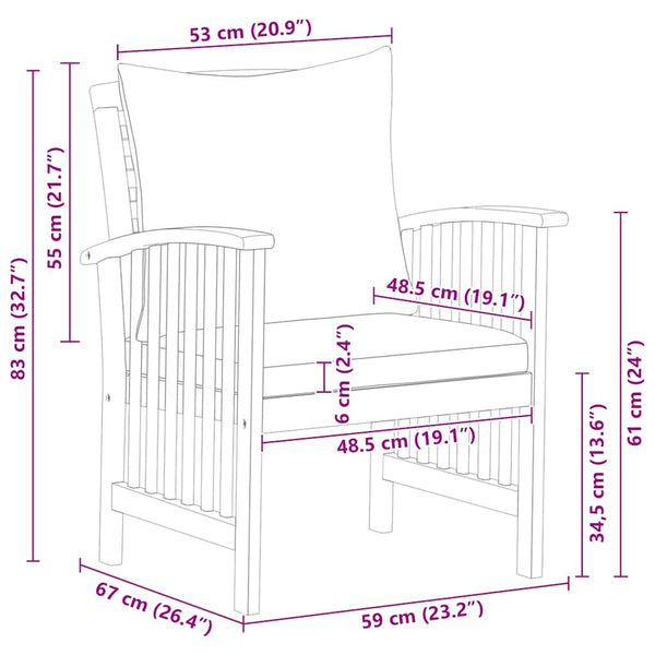 Gartenstühle mit Kissen 2 Stk. Akazie Massivholz