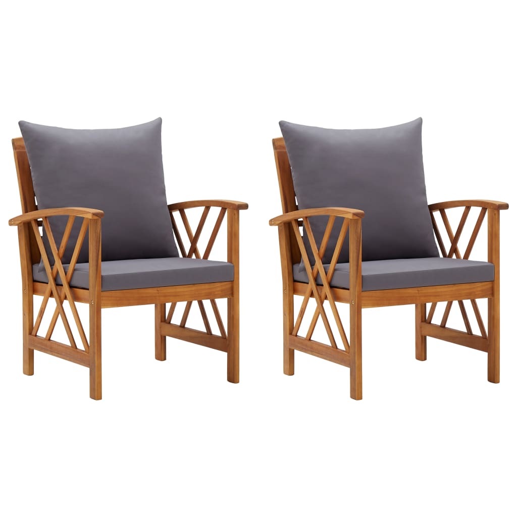vidaXL Chaises de jardin avec coussins 2 pcs Bois d'acacia massif
