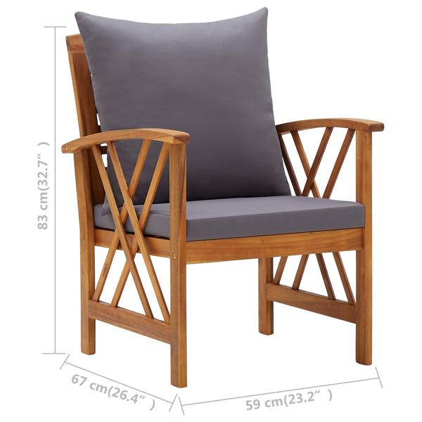 vidaXL Chaises de jardin avec coussins 2 pcs Bois d'acacia massif