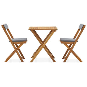 3-tlg. Bistro-Set Klappbar mit Auflagen Massivholz Akazie