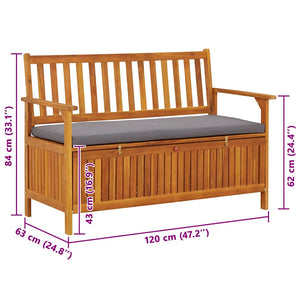 Gartenbank mit Stauraum 120 cm Massivholz Akazie