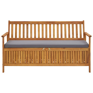 Gartenbank mit Stauraum und Auflage 148 cm Massivholz Akazie