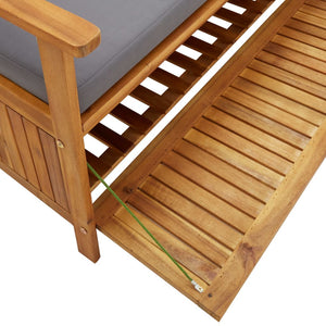 Gartenbank mit Stauraum und Auflage 148 cm Massivholz Akazie