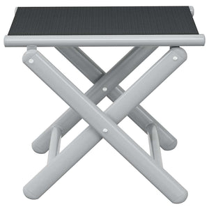 Klappbare Fußstütze Schwarz und Silbern Textilene und Aluminium
