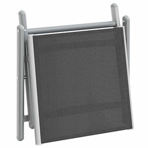 Klappbare Fußstütze Schwarz und Silbern Textilene und Aluminium