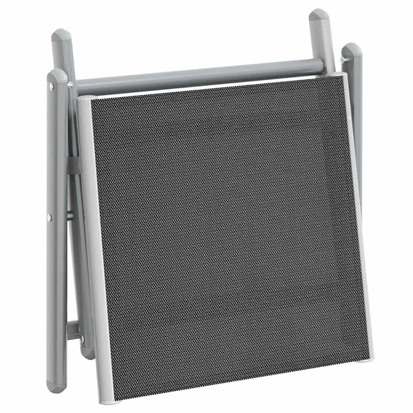 Klappbare Fußstütze Schwarz und Silbern Textilene und Aluminium
