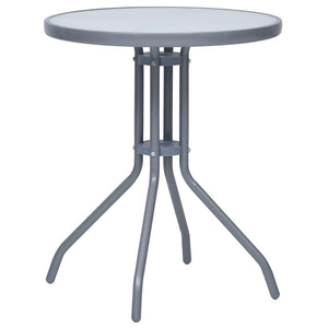 Gartentisch Hellgrau 60 cm Stahl und Glas