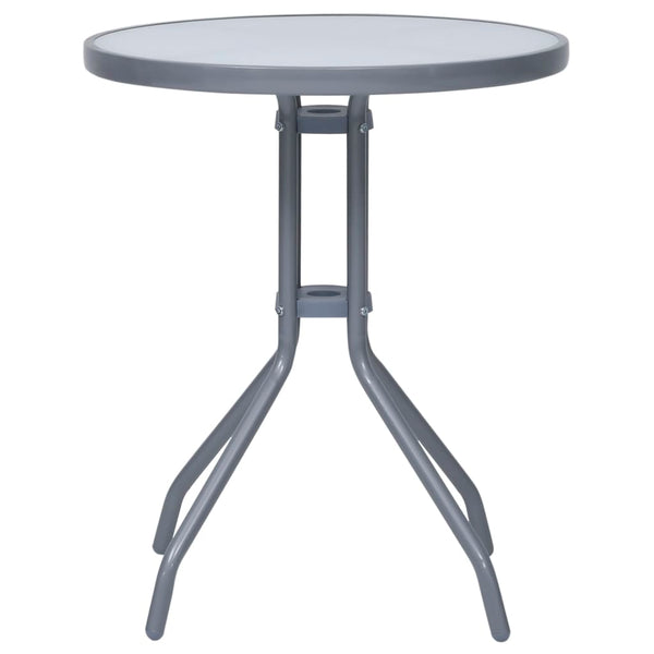 Gartentisch Hellgrau 60 cm Stahl und Glas