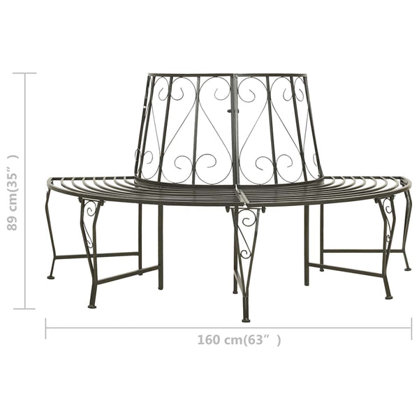 Baumbank Halbrund 160 cm Stahl