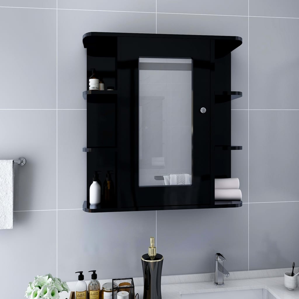 Schwarzer Bad Spiegelschrank 66 cm