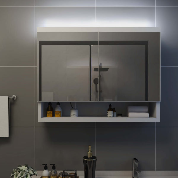 LED Bad Spiegelschrank Weiß 80x60 cm