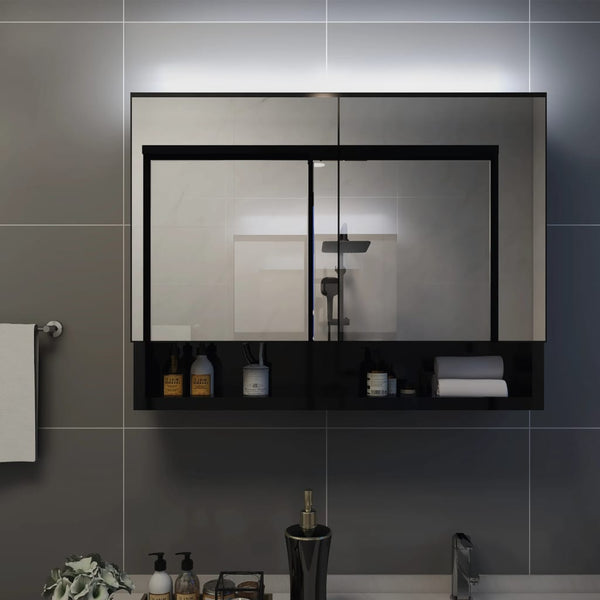 LED Spiegelschrank Schwarz 80x60 cm