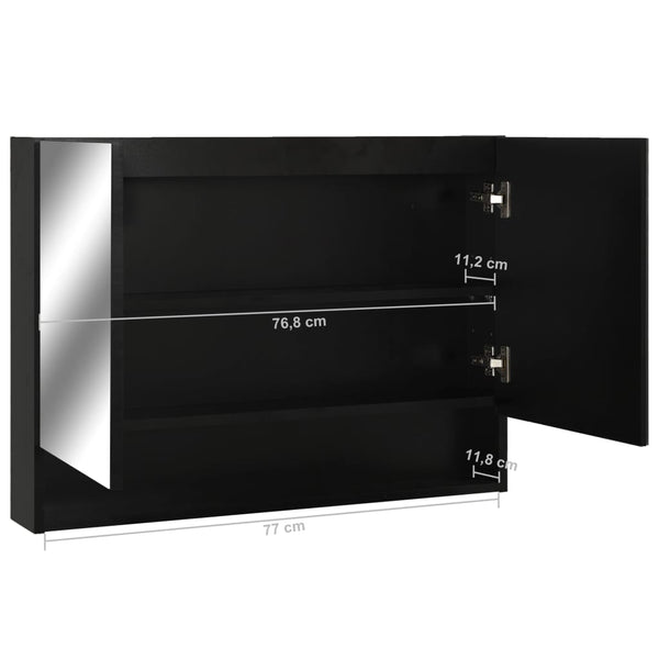 LED Spiegelschrank Schwarz 80x60 cm