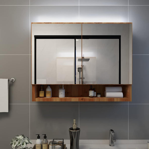 LED Spiegelschrank Eiche 80cm Bad