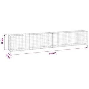 Gabionenwand mit Abdeckung Verzinkter Stahl 300x30x50 cm