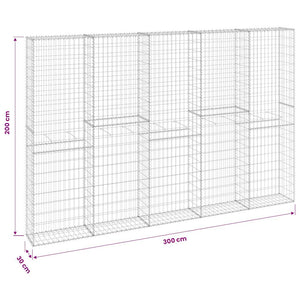 Gabionenwand mit Abdeckung Verzinkter Stahl 300x30x200 cm