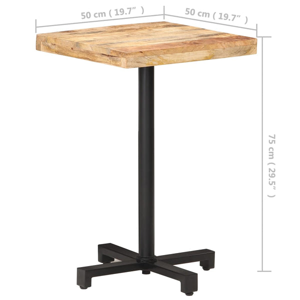 Quadratischer Bistrotisch 50x50 cm Mangoholz