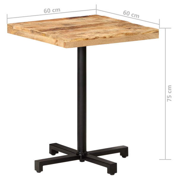 Quadratischer Bistrotisch aus Mangoholz, 60x60 cm
