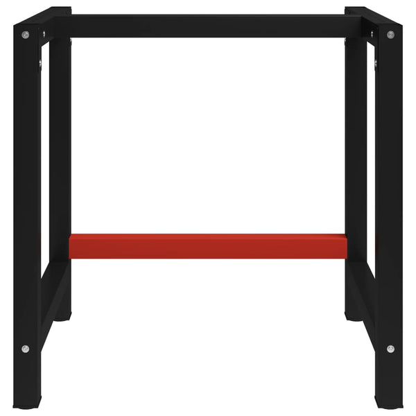 Werkbankgestell Metall 80x57x79 cm Schwarz und Rot