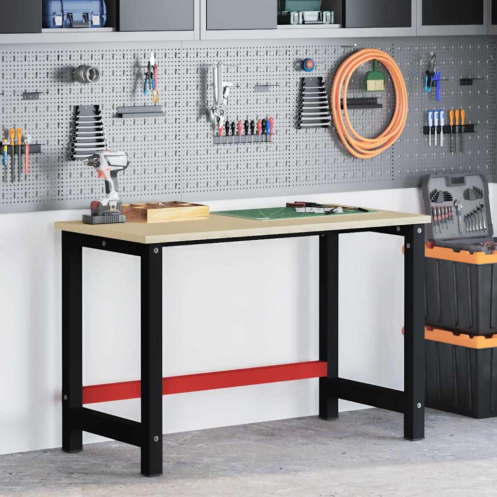 Werkbankgestell Metall 120x57x79 cm Schwarz und Rot