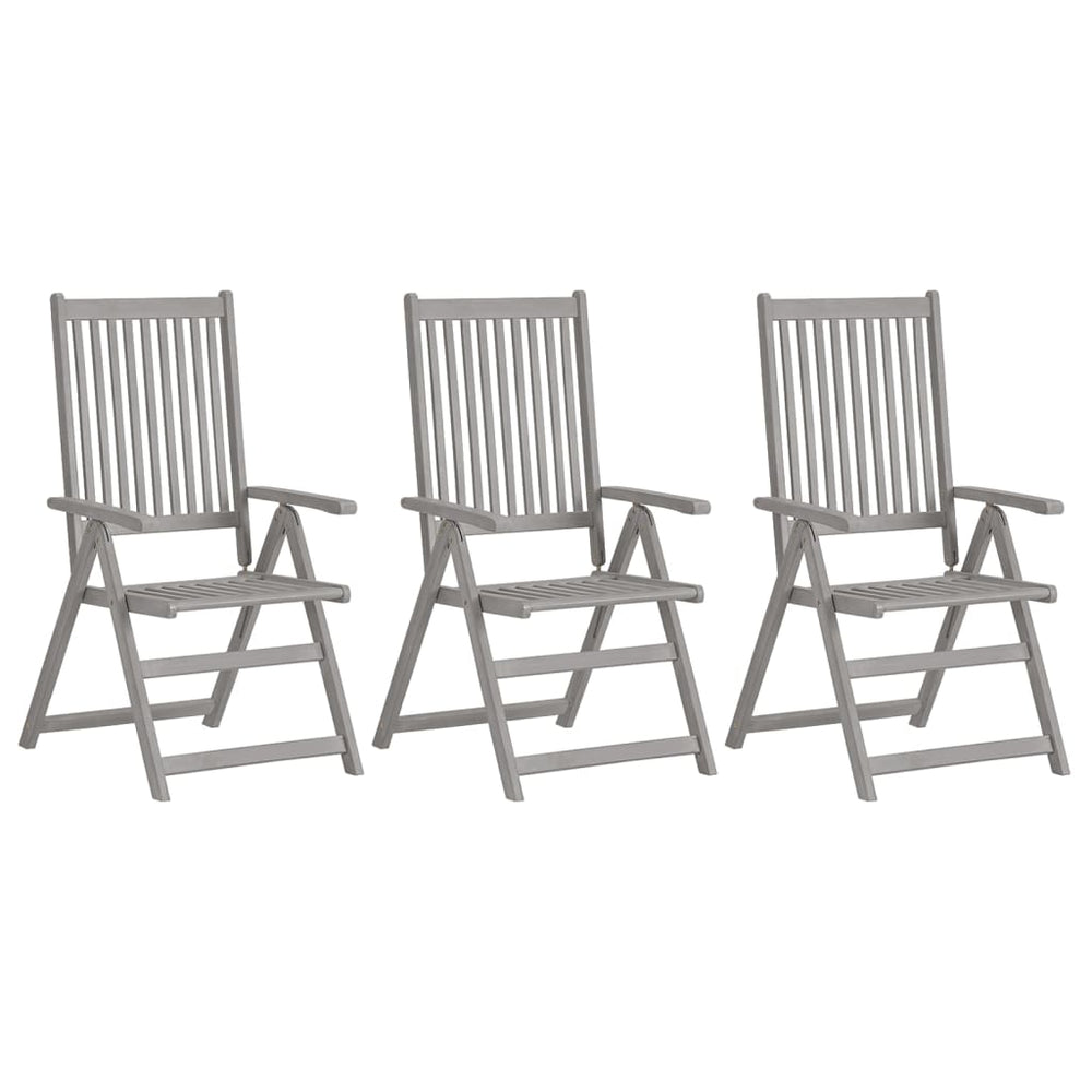 Verstellbare Gartenstühle 3 Stk. Grau Massivholz Akazie