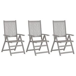 Verstellbare Gartenstühle 3 Stk. Grau Massivholz Akazie