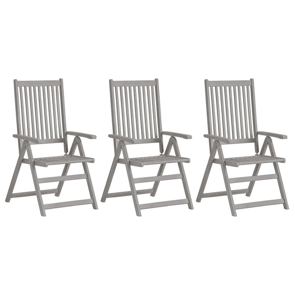 Verstellbare Gartenstühle 3 Stk. Grau Massivholz Akazie