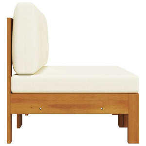 Mittelsofas 2 Stk. mit Cremeweißen Kissen Massivholz Akazie