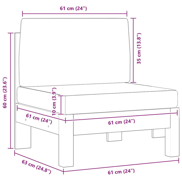 Mittelsofas 2 Stk. mit Dunkelgrauen Kissen Massivholz Akazie