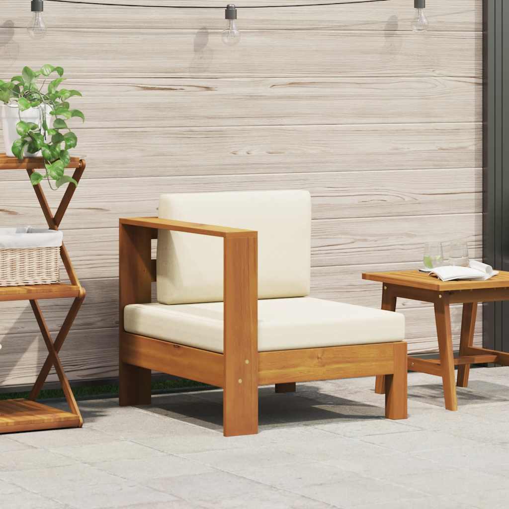 Mittelsofa mit 1 Armlehne Cremeweiß Massivholz Akazie