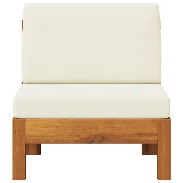 Mittelsofa mit Cremeweißen Kissen Massivholz Akazie
