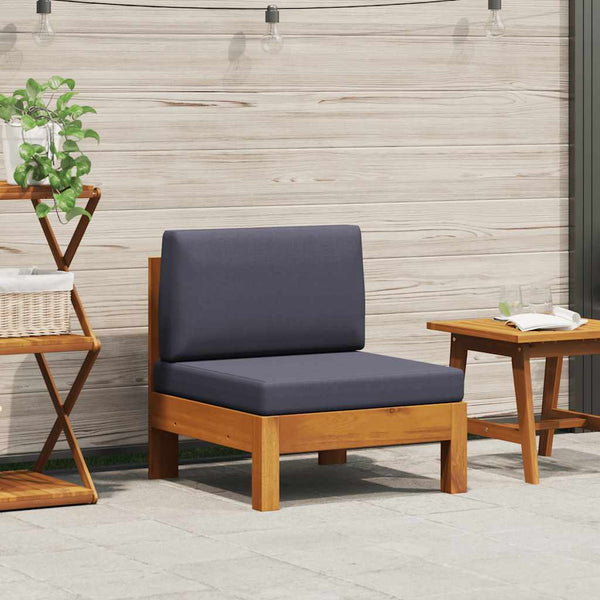 Mittelsofa mit Dunkelgrauen Kissen Massivholz Akazie