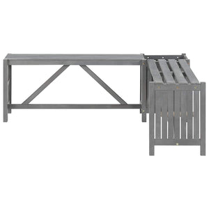 Garten-Eckbank mit Pflanzkübel 117 cm Massivholz Akazie Grau