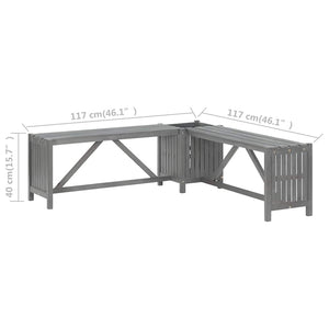 Garten-Eckbank mit Pflanzkübel 117 cm Massivholz Akazie Grau