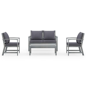 4-tlg. Garten-Lounge-Set mit Auflagen Massivholz Akazie