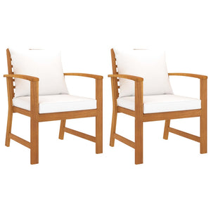 vidaXL Chaises de jardin 2 pcs avec coussins crème Bois d'acacia massif