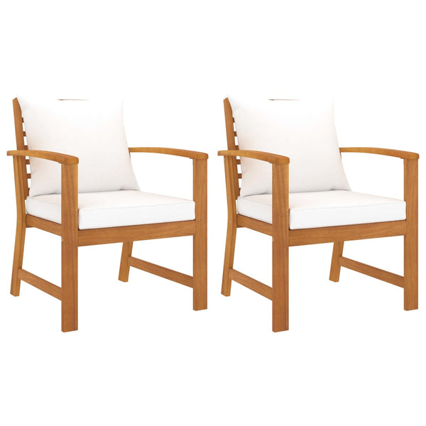 vidaXL Chaises de jardin 2 pcs avec coussins crème Bois d'acacia massif
