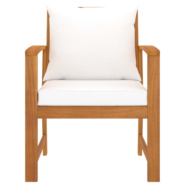 vidaXL Chaises de jardin 2 pcs avec coussins crème Bois d'acacia massif