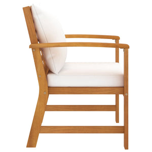 vidaXL Chaises de jardin 2 pcs avec coussins crème Bois d'acacia massif