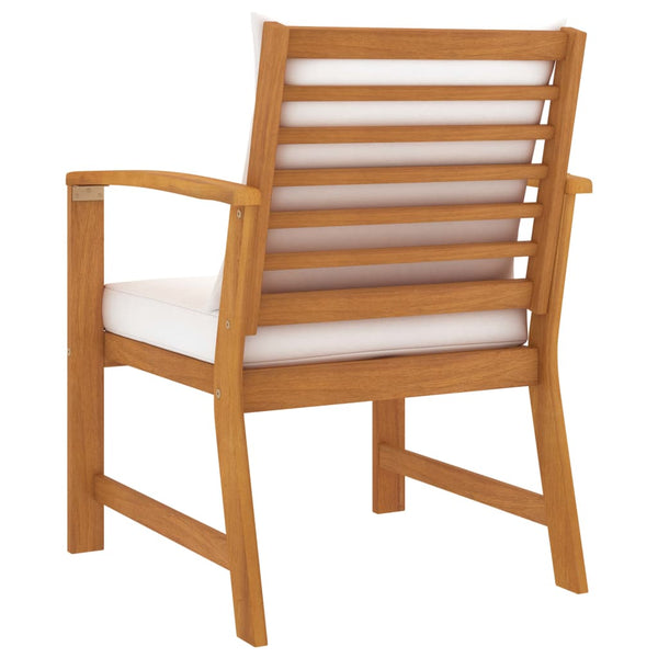 vidaXL Chaises de jardin 2 pcs avec coussins crème Bois d'acacia massif