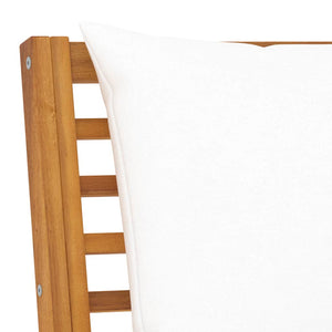 3-tlg. Garten-Lounge-Set mit Creme Kissen Akazie Massivholz