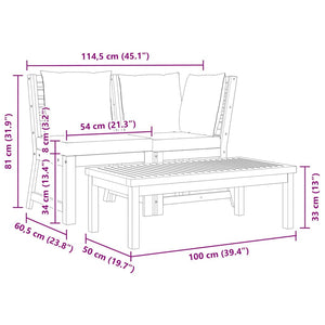 3-tlg. Garten-Lounge-Set mit Dunkelgrauem Kissen Akazienholz
