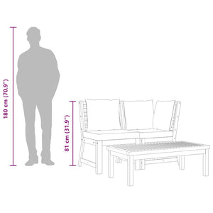 3-tlg. Garten-Lounge-Set mit Dunkelgrauem Kissen Akazienholz